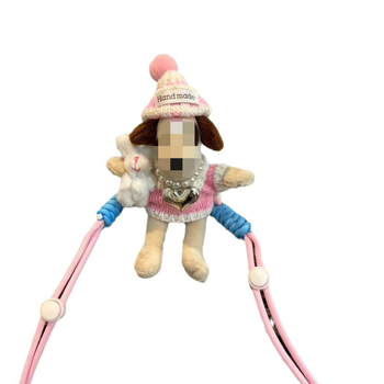 Pandantiv pluș pentru telefon, cu personaj pilot, imprimare silkscreen, decor