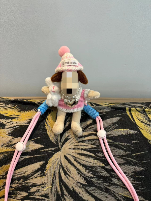 Pandantiv pluș pentru telefon, cu personaj pilot, imprimare silkscreen, decor