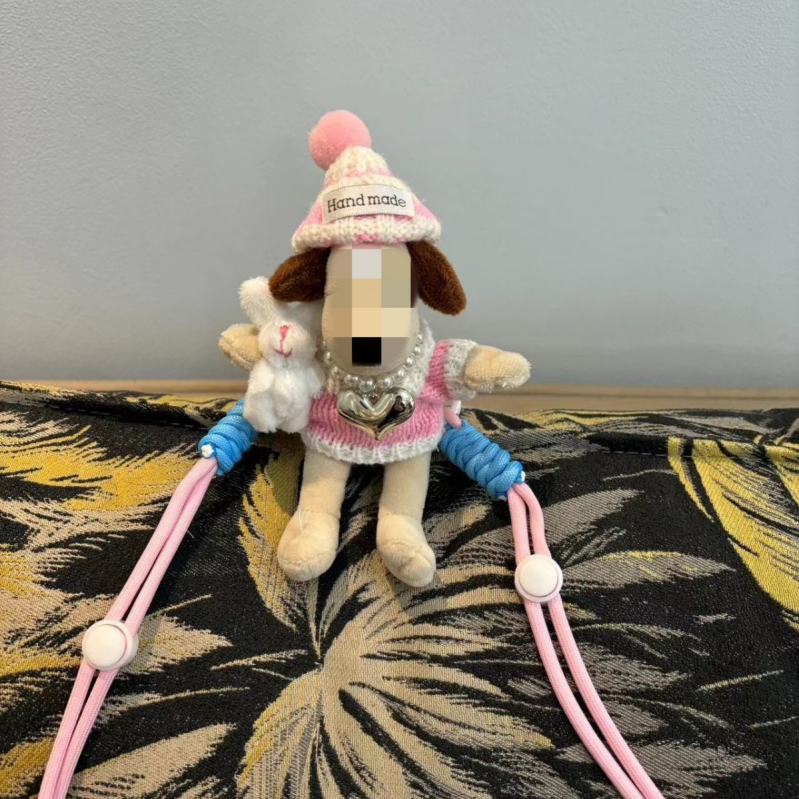 Pandantiv pluș pentru telefon, cu personaj pilot, imprimare silkscreen, decor