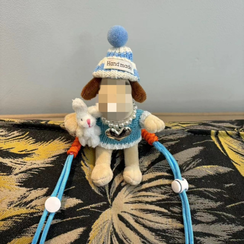 Pandantiv pluș pentru telefon, cu personaj pilot, imprimare silkscreen, decor