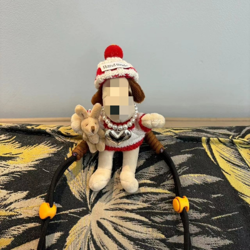 Pandantiv pluș pentru telefon, cu personaj pilot, imprimare silkscreen, decor