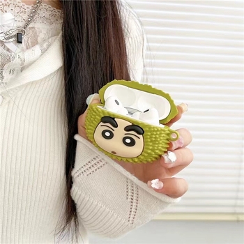 Калъф за AirPods от силикон с карикатура на дуриан, разделен дизайн, инжекционно формован, съвместим с Apple