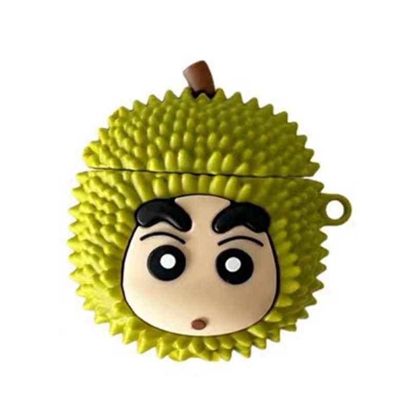 Калъф за AirPods от силикон с карикатура на дуриан, разделен дизайн, инжекционно формован, съвместим с Apple