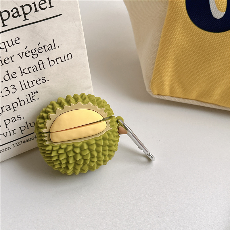 PVC púzdro pre AirPods Pro Musang King Durian – Apple, generácie 2/3/4, prenosný karikatúrny štýl, reliéfny dizajn, prispôsobiteľný