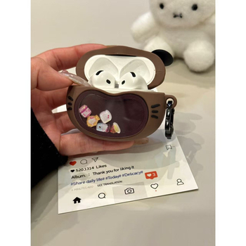 Xiao Yu Shell 658 Кутия за AirPods с котешки уши за AirPods 3 и AirPods Pro, релефна карикатура, персонализираема