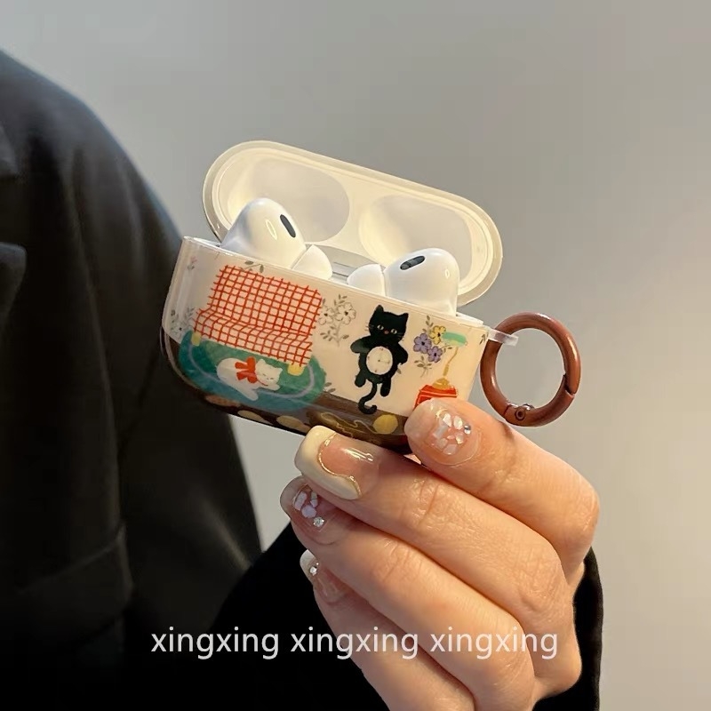 Silikónový ochranný obal na zariadenia Apple — retro ilustrácia s kvetinovým mačacím motívom, karikatúrny štýl, tlač imprint