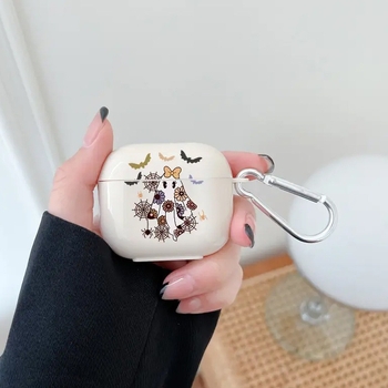 Husă AirPods Pro/Pro2, TPU, husă moale, stil minimalist, Halloween bat-ghost pattern, compatibilă cu Apple AirPods Pro/Pro2