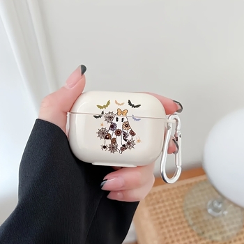 Husă AirPods Pro/Pro2, TPU, husă moale, stil minimalist, Halloween bat-ghost pattern, compatibilă cu Apple AirPods Pro/Pro2