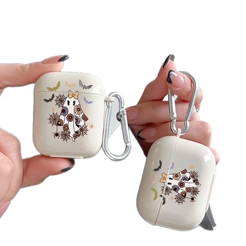 Husă AirPods Pro/Pro2, TPU, husă moale, stil minimalist, Halloween bat-ghost pattern, compatibilă cu Apple AirPods Pro/Pro2