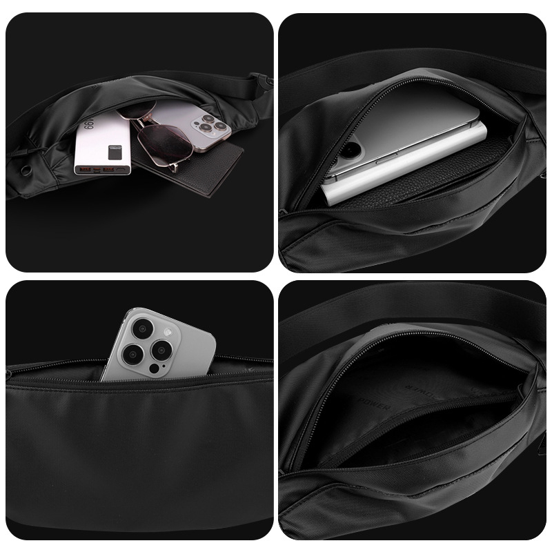 WEPOWER Geantă piept pentru bărbați — respirabilă, ultra-ușoară, reduce povara; Material: nylon; Căptușeală: poliester; Model: monocrom; Primăvară 2025