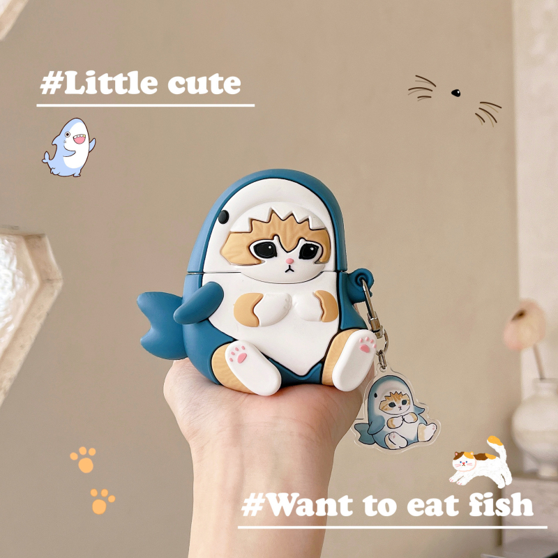 3D karikatura kućišta za AirPods Pro 2 s motivom shark-cat