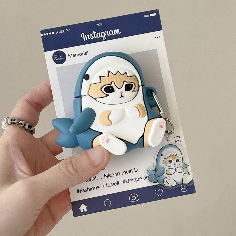 3D karikatura kućišta za AirPods Pro 2 s motivom shark-cat