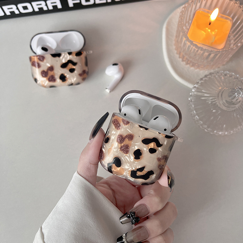 AirPods Pro 3 ja AirPods 4. põlvkonna kaitsekorpus – leopardimustriga, TPU+PET, IMD-protsess