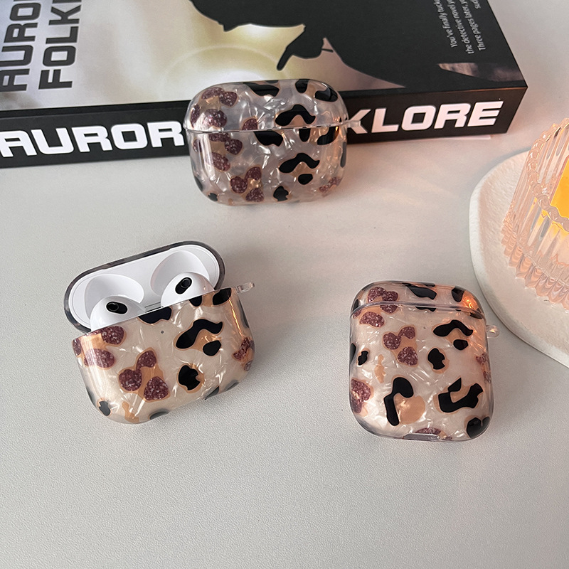 AirPods Pro 3 ja AirPods 4. põlvkonna kaitsekorpus – leopardimustriga, TPU+PET, IMD-protsess
