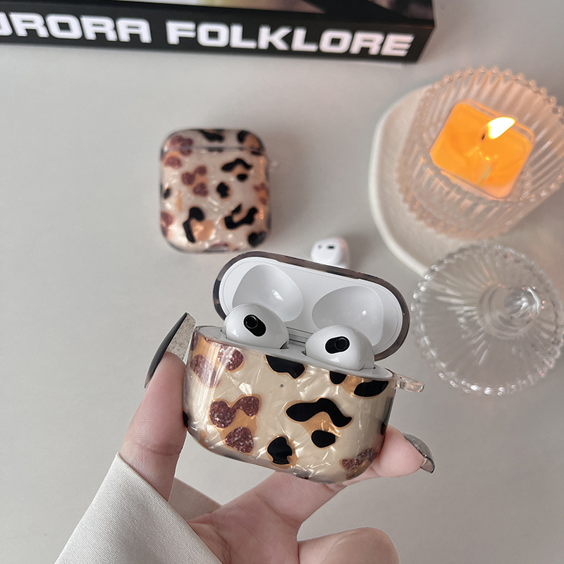 AirPods Pro 3 ja AirPods 4. põlvkonna kaitsekorpus – leopardimustriga, TPU+PET, IMD-protsess