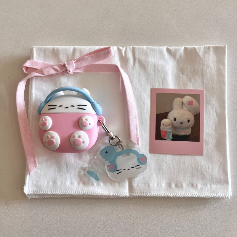 Slatki glazbeni mačji privjesak za zaštitnu masku AirPods (silikon; cartoon stil; otisak; prilagodljivo)