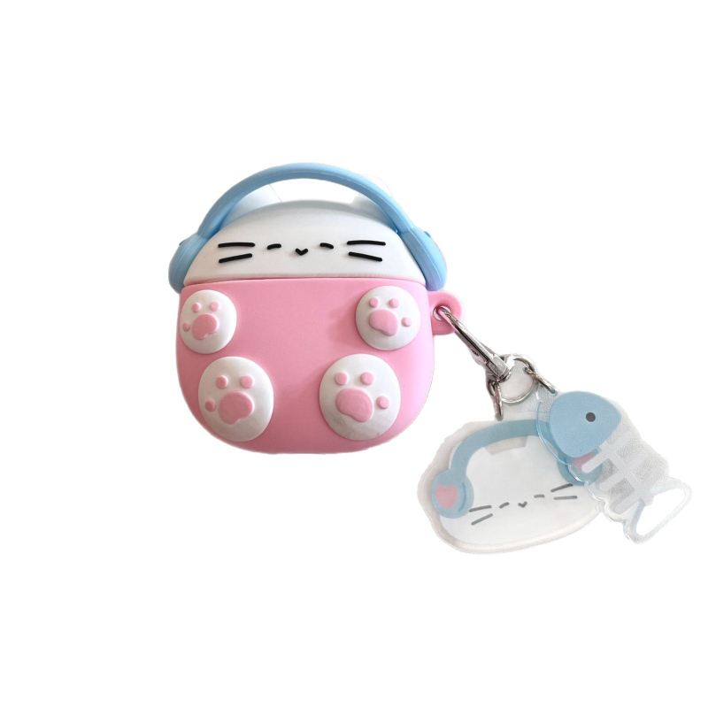 Slatki glazbeni mačji privjesak za zaštitnu masku AirPods (silikon; cartoon stil; otisak; prilagodljivo)