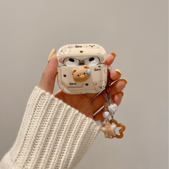 Husă AirPods – Ursuleț 3D, Stil Cartoon, Material TPU, Construcție cu Adeziv, Compatibil cu Apple AirPods