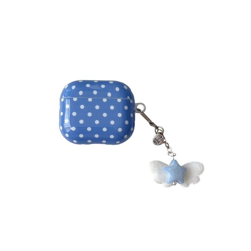 Viseći privjesak s zvjezdicom i krilima u stilu polka točke za kućište AirPods, kompatibilan s drugom i trećom generacijom