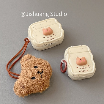 Wanlechen husă TPU pentru AirPods Pro 2/3/4 – Splash Ink Bear, stil desen animat, finisaj pulverizat