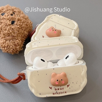Wanlechen husă TPU pentru AirPods Pro 2/3/4 – Splash Ink Bear, stil desen animat, finisaj pulverizat