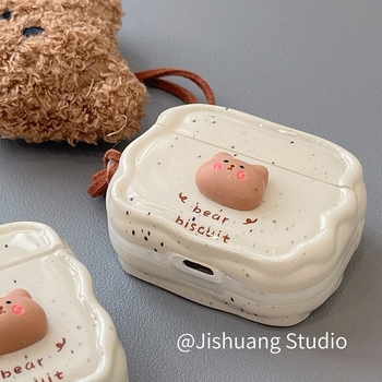Wanlechen husă TPU pentru AirPods Pro 2/3/4 – Splash Ink Bear, stil desen animat, finisaj pulverizat