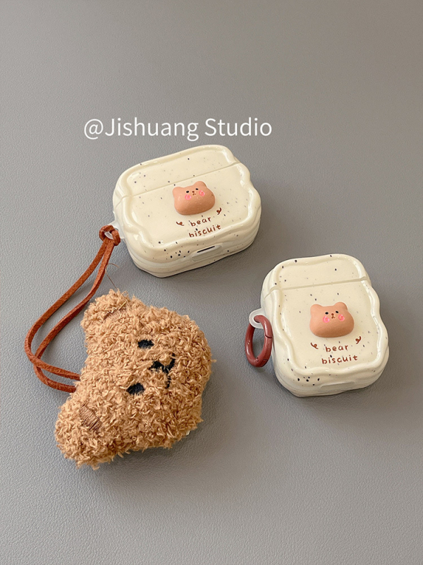 Wanlechen husă TPU pentru AirPods Pro 2/3/4 – Splash Ink Bear, stil desen animat, finisaj pulverizat
