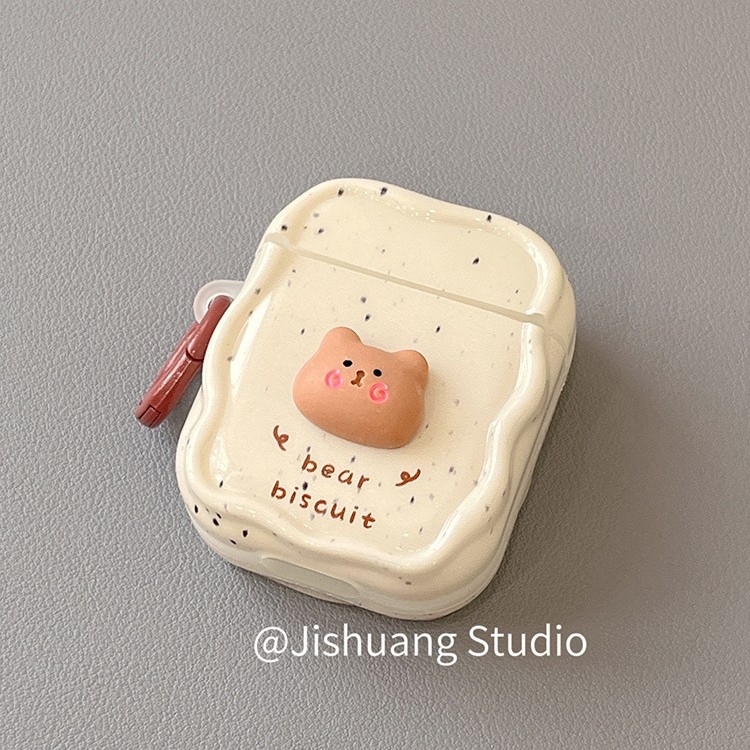 Wanlechen husă TPU pentru AirPods Pro 2/3/4 – Splash Ink Bear, stil desen animat, finisaj pulverizat