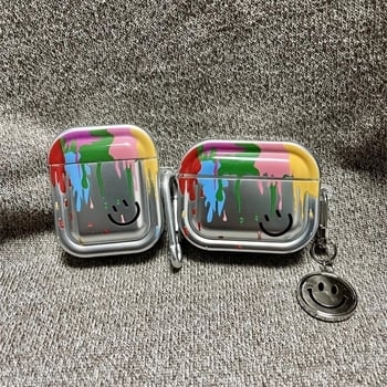 Carcasă TPU de protecție pentru AirPods 1/2, Pro și 3 – design cu față zâmbitoare în pictură în ulei