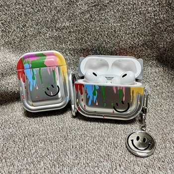 Carcasă TPU de protecție pentru AirPods 1/2, Pro și 3 – design cu față zâmbitoare în pictură în ulei