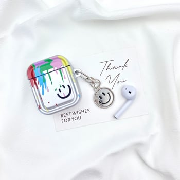 Carcasă TPU de protecție pentru AirPods 1/2, Pro și 3 – design cu față zâmbitoare în pictură în ulei