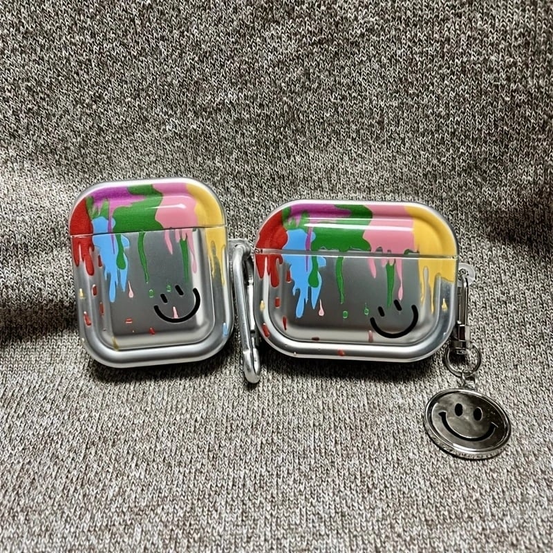 Carcasă TPU de protecție pentru AirPods 1/2, Pro și 3 – design cu față zâmbitoare în pictură în ulei