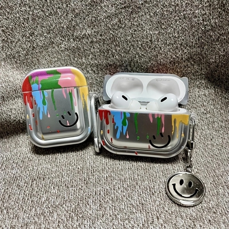 Carcasă TPU de protecție pentru AirPods 1/2, Pro și 3 – design cu față zâmbitoare în pictură în ulei