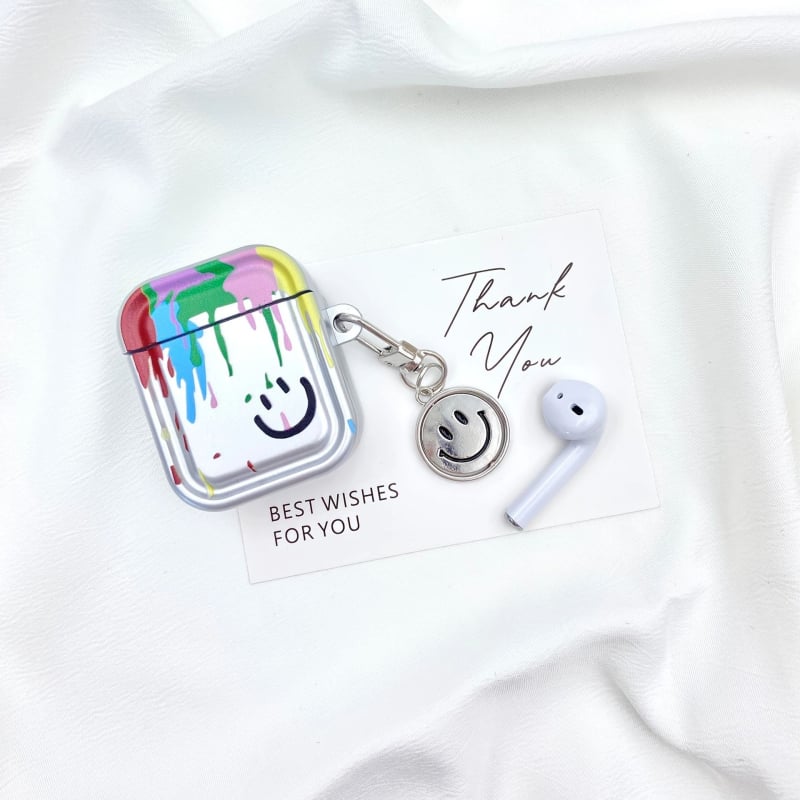 Carcasă TPU de protecție pentru AirPods 1/2, Pro și 3 – design cu față zâmbitoare în pictură în ulei