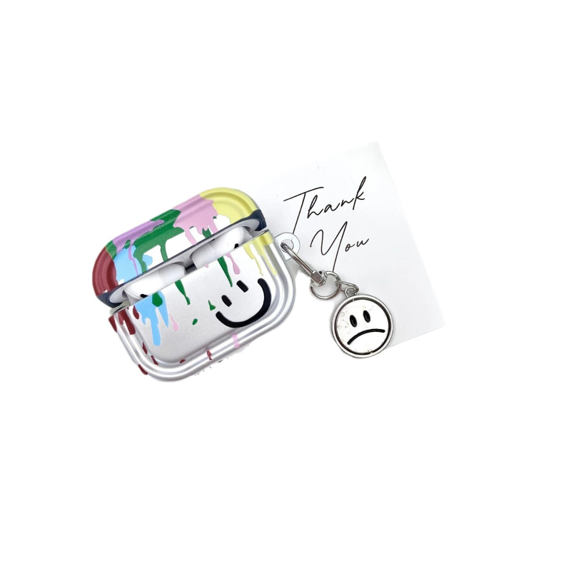 Carcasă TPU de protecție pentru AirPods 1/2, Pro și 3 – design cu față zâmbitoare în pictură în ulei