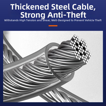 Stūres bloķētājs - Keyma, tērauda kabelis, B klases cilindrs, universāla saderība ar automobiļiem