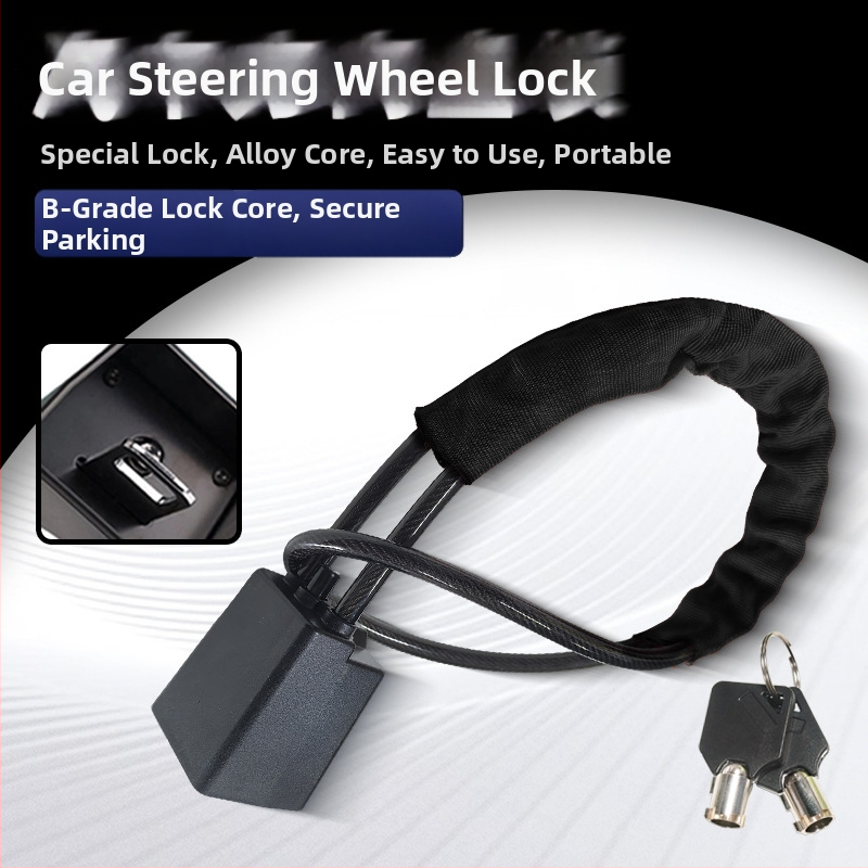 Stūres bloķētājs - Keyma, tērauda kabelis, B klases cilindrs, universāla saderība ar automobiļiem