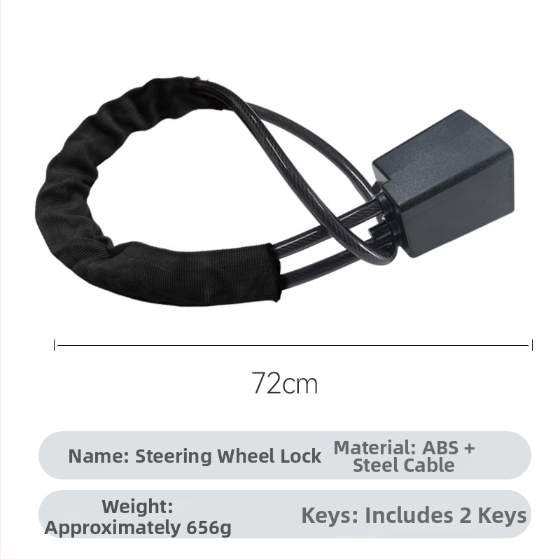Stūres bloķētājs - Keyma, tērauda kabelis, B klases cilindrs, universāla saderība ar automobiļiem