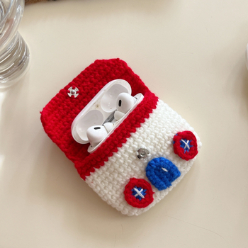 Carcasă de protecție pentru AirPods, silicon, stil desen animat, design embossat cu pălărie tricotată; compatibilă cu Apple și alte modele.