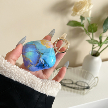 Márvány mintás védőtok AirPods 3. generációhoz, Huawei FreeBuds és Samsung Galaxy számára — TPU+PET anyag, IMD technológia, univerzális minimalistikus stílus