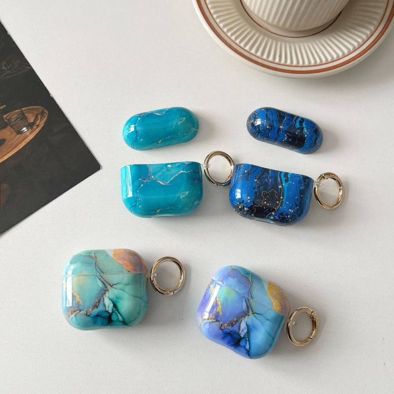 Márvány mintás védőtok AirPods 3. generációhoz, Huawei FreeBuds és Samsung Galaxy számára — TPU+PET anyag, IMD technológia, univerzális minimalistikus stílus