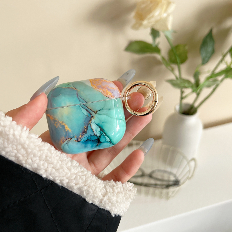 Márvány mintás védőtok AirPods 3. generációhoz, Huawei FreeBuds és Samsung Galaxy számára — TPU+PET anyag, IMD technológia, univerzális minimalistikus stílus