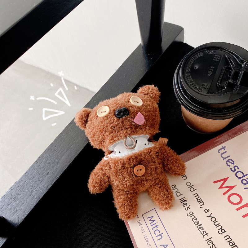 Zaštitna futrola za AirPods Pro 3 – plišani medvjed, mekani kućište, ručno izrađeno, cartoon dizajn, kompatibilno s Apple i Huawei bežičnim slušalicama