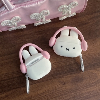 Carcasă protectoare din silicon pentru AirPods cu iepuraș, stil desene animate, turnare prin injecție, compatibil cu Apple AirPods și alte modele
