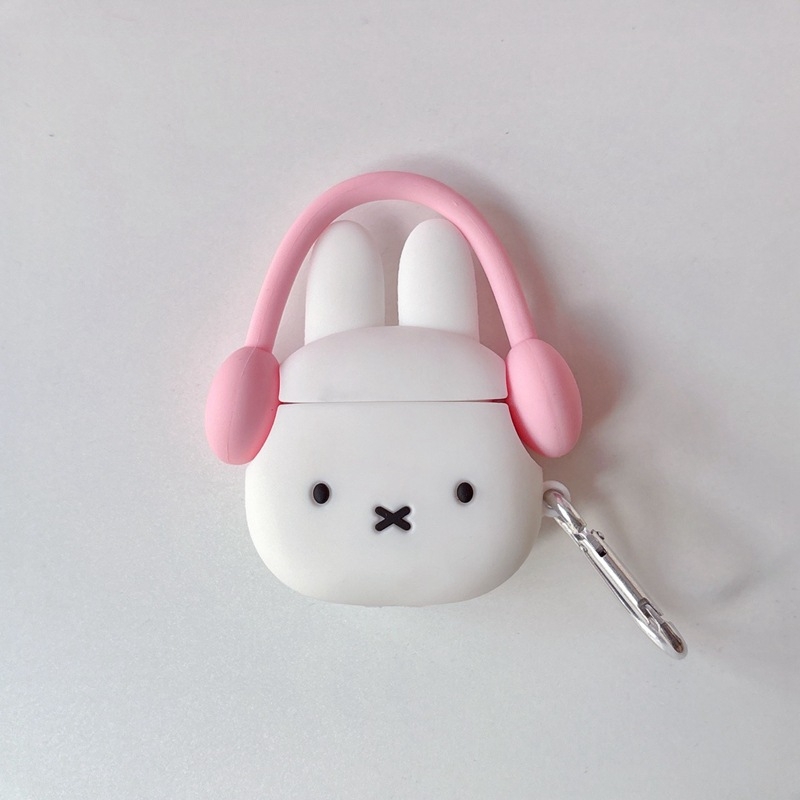 Carcasă protectoare din silicon pentru AirPods cu iepuraș, stil desene animate, turnare prin injecție, compatibil cu Apple AirPods și alte modele