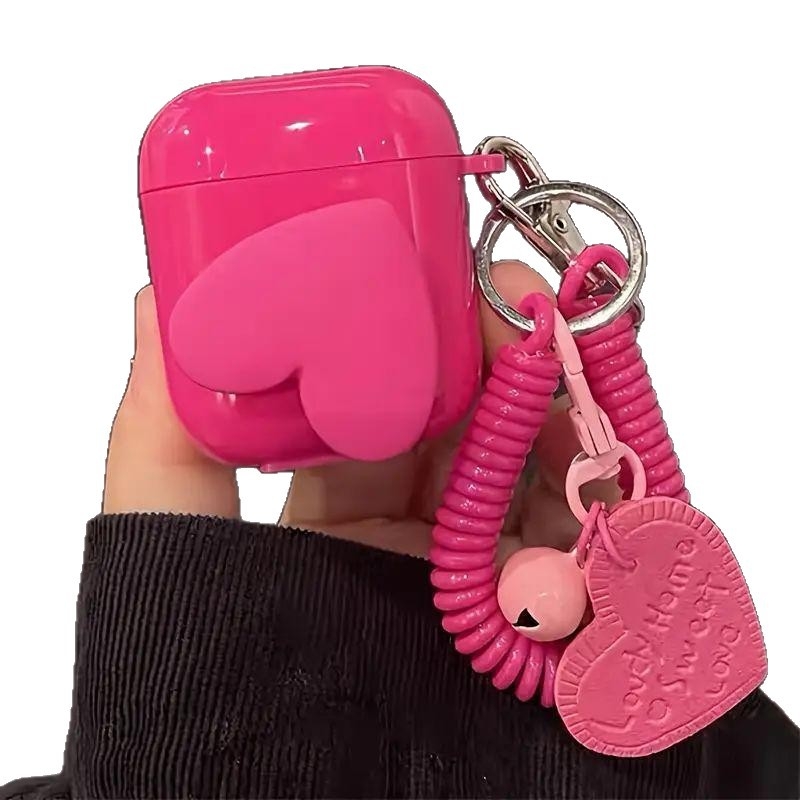 Husă de protecție pentru AirPods cu design inimă 3D, semi-transparentă, TPU, fabricată prin injecție, compatibilă cu AirPods 1/2, AirPods Pro și AirPods 3.