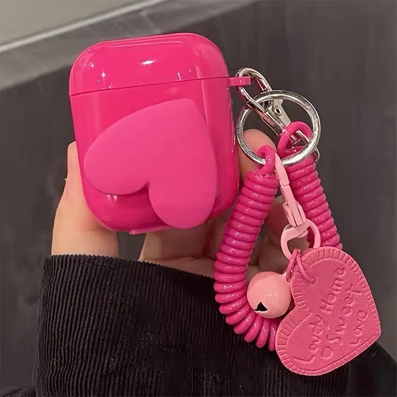 Husă de protecție pentru AirPods cu design inimă 3D, semi-transparentă, TPU, fabricată prin injecție, compatibilă cu AirPods 1/2, AirPods Pro și AirPods 3.