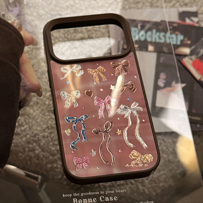 Θήκη κινητού με γυάλινο πίσω μέρος, χειροποίητη, γεωμετρική υφή, συμβατή με Apple