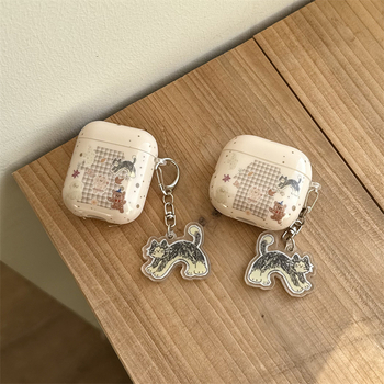 Carcasă de protecție AirPods — design retro de toamnă-iarnă, drăguț, cu frunză de arțar și animale mici, silicon, husă moale, gravură, pentru Apple AirPods