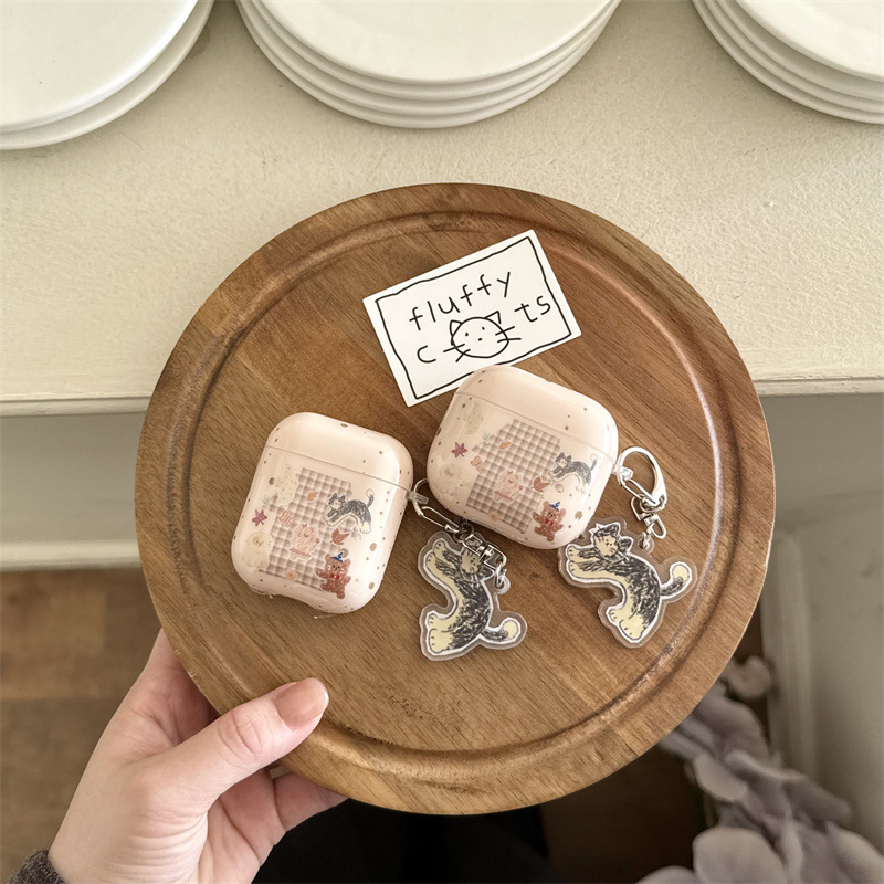 Carcasă de protecție AirPods — design retro de toamnă-iarnă, drăguț, cu frunză de arțar și animale mici, silicon, husă moale, gravură, pentru Apple AirPods